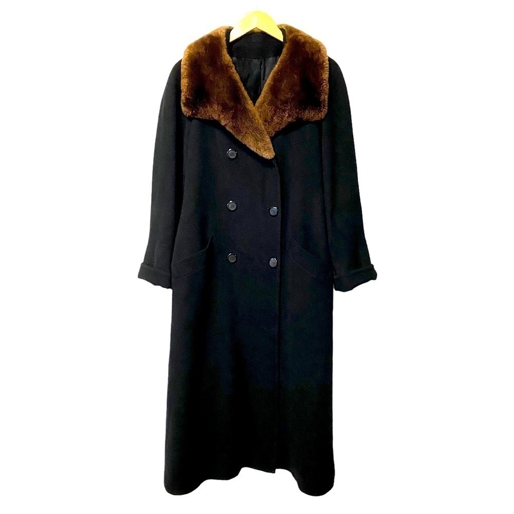 Vintage Camel Hair Opera Coat Black Fur Old Money Nordstrom Womens Medium